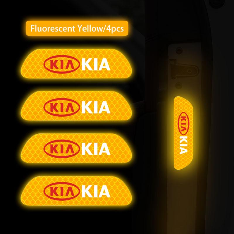 BJMISK1 4Pcs Car Stickers Door Opening Reflective Warning Sticker Valve For KIA K5 K9 Sorento Ceed Sportage Carnival Stinger Niro Soul