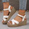 Fashion Women's White Chunky Platform Sandals Summer 2025 Buckle Strap Wedge Sandals for Woman Thick Sole Non Slip Beach Sandalias Mujer