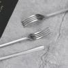 Обеденная вилка с четырьмя зубцами серебристая/золотистая фруктовые вилки кухонная утварь нержавеющая сталь десертная вилка торт