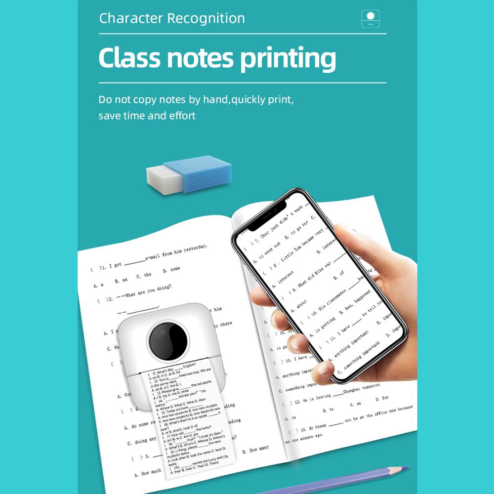 Портативный мини-карманный принтер, беспроводной термопринтер BT, фото-заметки, заметки об ошибках, термопринтер
