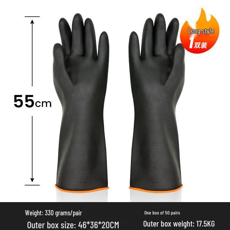 Acid, Oil & Alkali Resistant Double-Layer Rubber Gloves - Durable, Thickened Industrial Protective Wear