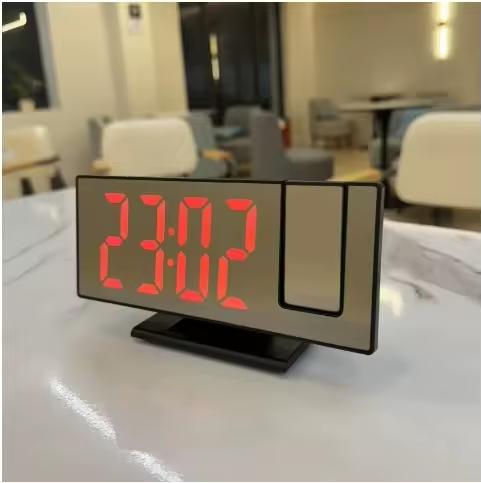 Clock Alarm Clock Digital Temperature Time Mirror Projection