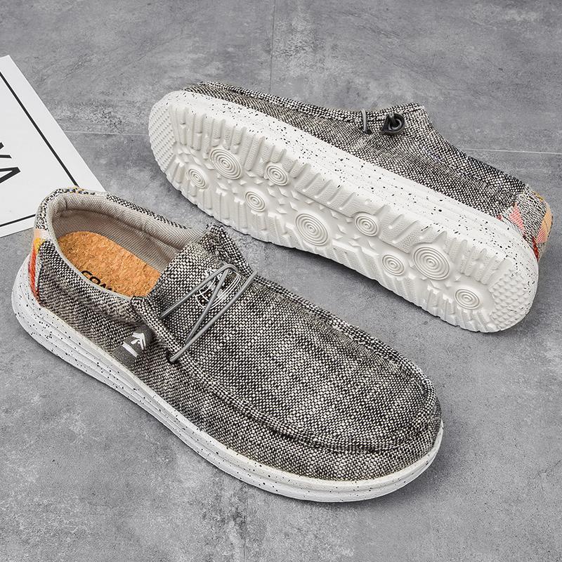 Большой размер, модная мужская парусиновая повседневная обувь, лоферы без шнуровки, обувь для вождения, мокасины, мужская обувь на плоской подошве