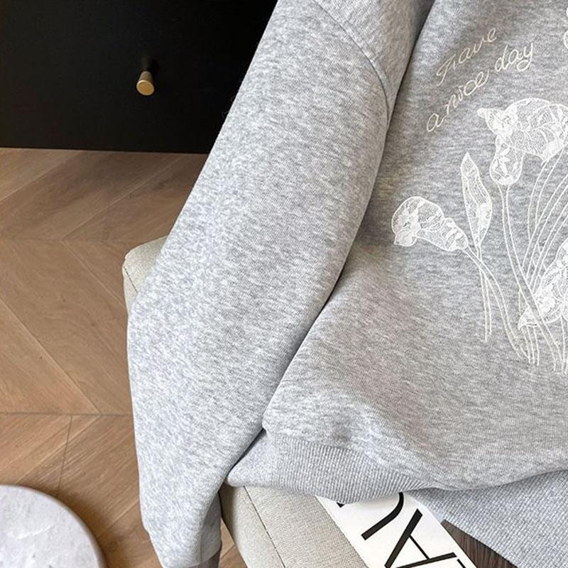 Женские толстовки пуловер с длинным рукавом и круглым вырезом осень-зима теплые оверсайз утолщенные топы