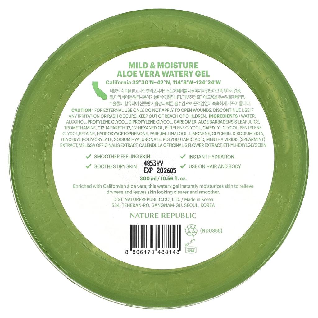 Mild & Moisture, Aloe Vera Watery Gel, 300Ml(10.56Fl Oz)