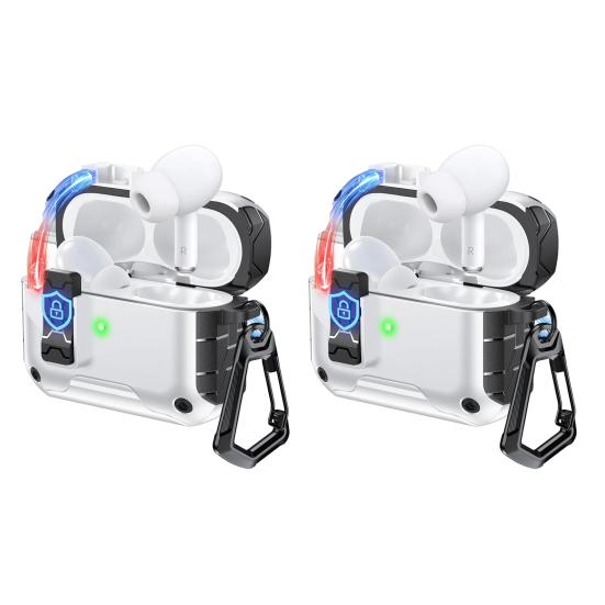 2Pcs Earbud Protective Case for AirPods Pro 3 Charging Case Portable Shockproof Wireless Earphone Cover Protector Shell Skin with Safety Lock Phone