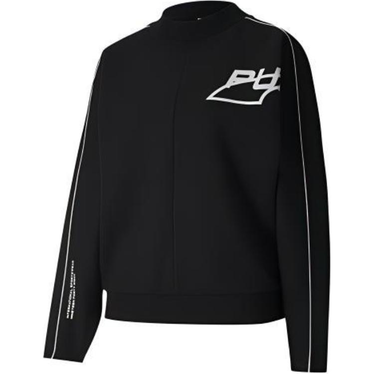 Puma Evide Logo Print Mock Neck Sweatshirt Women Tops Black 597384-01
