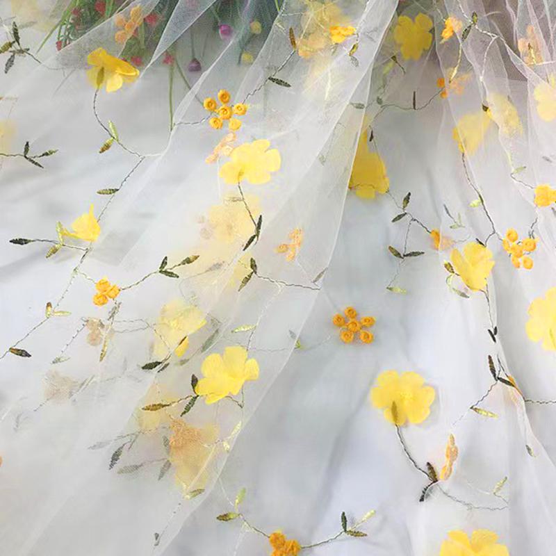 1 шт. Цветочная вышитая тюль ткань скатерти цветочные сетчатые шторы подарочная упаковка сетка пряжа цветы магазин 130x50 см