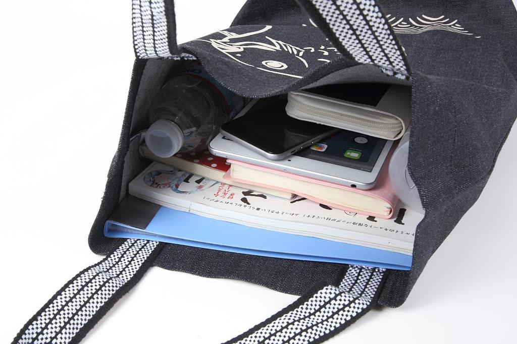 Джинсовая сумка-тоут Kurashiki, Ретро-японский узор, Вертикальный размер, Сделано в Японии (Процветание бизнеса)