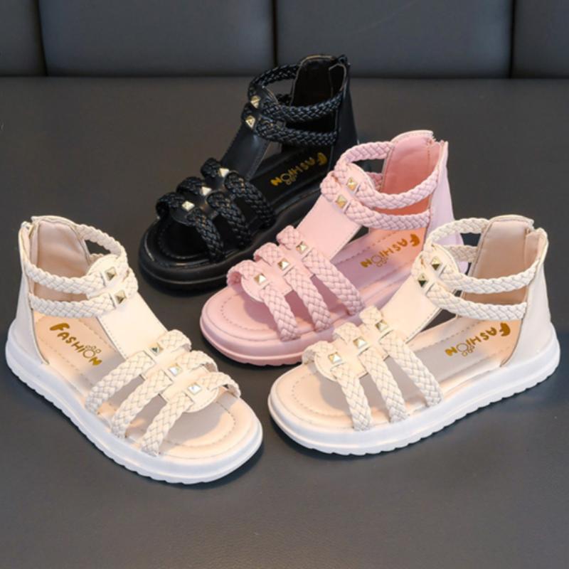 Girls Summer Sandals for Middle and Large Children Soft Bottom Open Toe Girls Baby Children's Roman Shoes