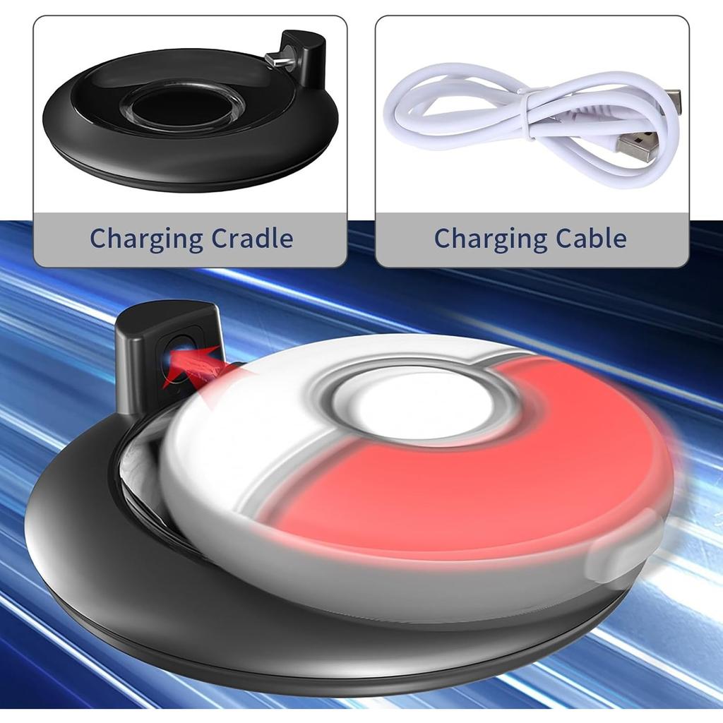 2 IN1 Magnetic Charging Stand and Silicone Protective Cover Pokémon GO Plus+ Charging Holder with USB Type-C Charger Cable and RGB Indicators