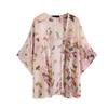 Women Chiffon Floral Print Kimono Loose Half Sleeve Shawl Cardigan Cover Up Tops