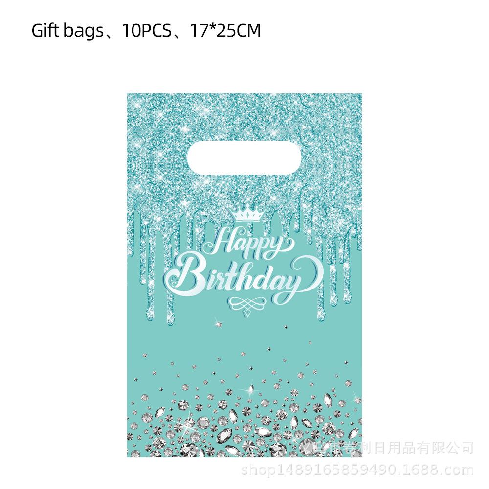 Принадлежности для дня рождения в бриллиантовой тематике Украшения для дня рождения Фиолетовый Розовый Голубой Тиффани Украшенные шары Бумажные тарелки Столовые приборы