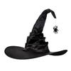Unisex Halloween Angled Witch Hat Black Folds Wizard Hat Men Women Party