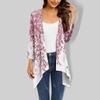 Женский кардиган неправильной формы с принтом, рукавами три четверти и карманной курткой