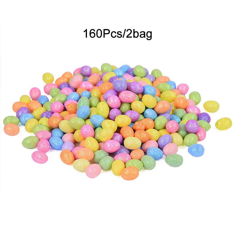 80/160 Pcs Colorful Easter Eggs Glitter Foam Bird Pigeon Happy Easter Party Home Decoration Kids Gift Basket Filler DIY Crafts