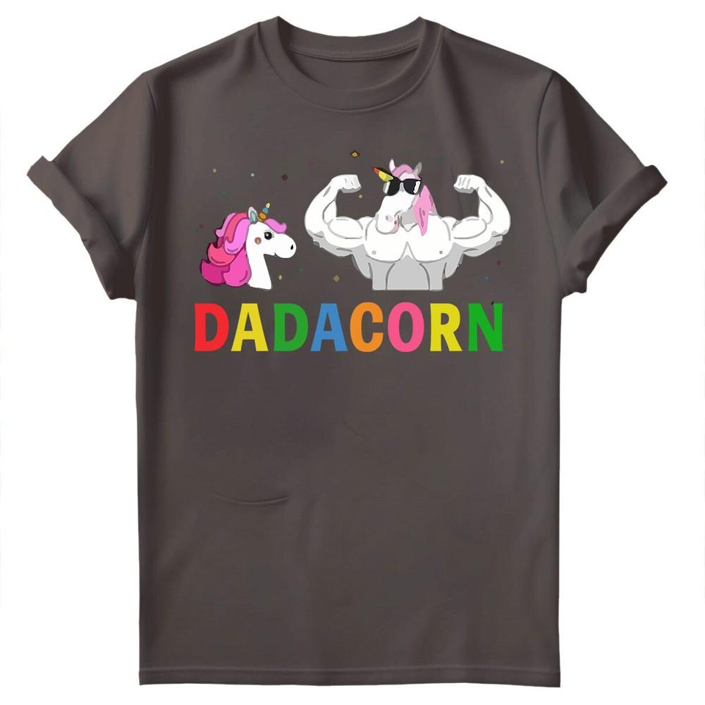Fathers Day Unisexs T Shirt Funny Unicorn Dadacorn Daddy Gymer Dad Tee Top FD
