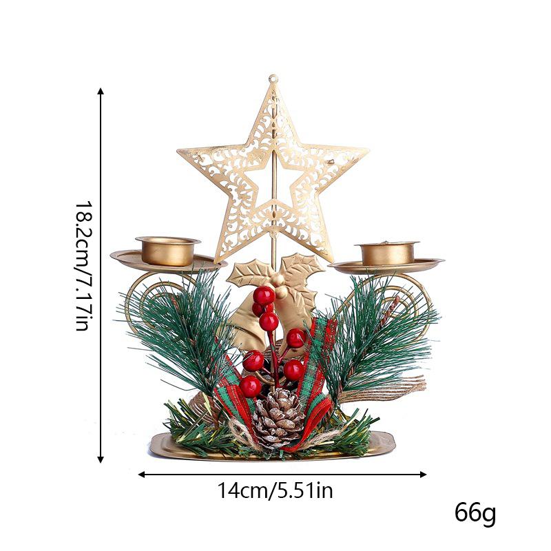 Christmas Golden Candle Holder New Year Table Ornaments Christmas Snowflake Star Iron Candlestick
