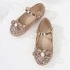 Детские туфли принцессы 2024 года, весна, новые мягкие туфли с кристаллами для маленьких девочек, туфли на плоской подошве, серебристые детские туфли Мэри Джейн для вечеринок, свадеб, шоу, ПУ