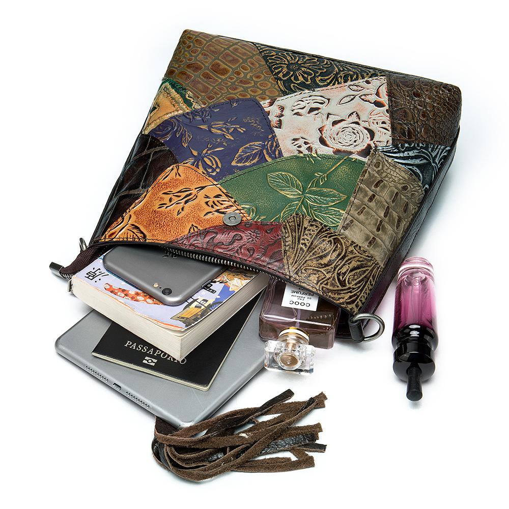 Классическая сумка через плечо из натуральной кожи в стиле ретро-кантри, женская сумка через плечо из тисненой коровьей кожи с кисточками