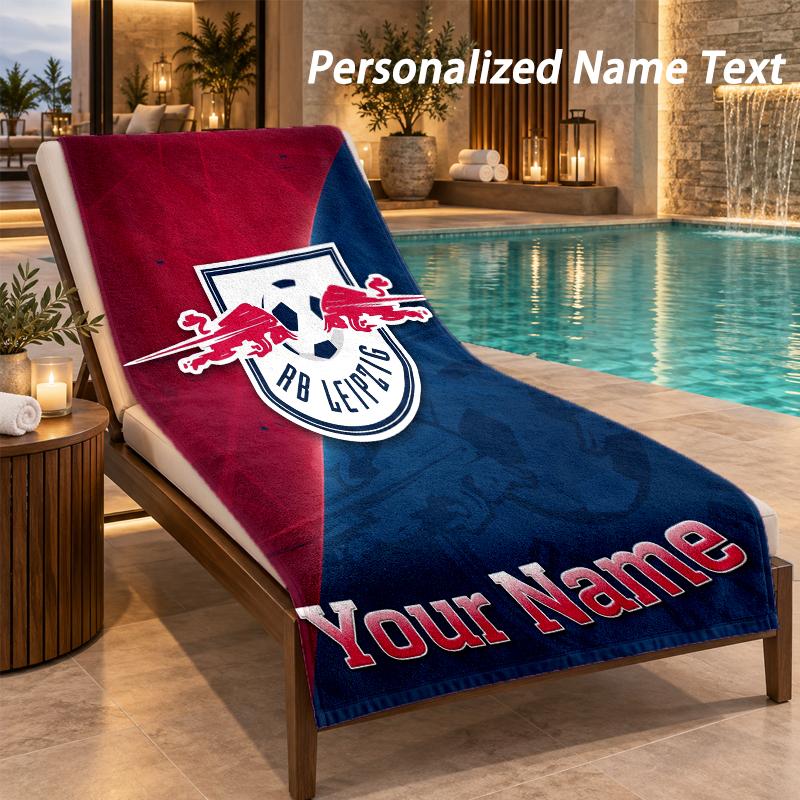 Custom Text RB Leipzig FC Print Beach Towel Large Towel For Home Bathroom Beach