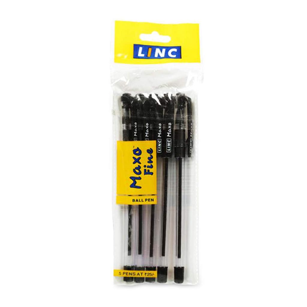 Linc Maxo Fine 0.7mm Ball Pen Black Ink Smooth Writing Fast Flow for Office School Home Use Comfortable Grip Pack of 1 X 25pcs