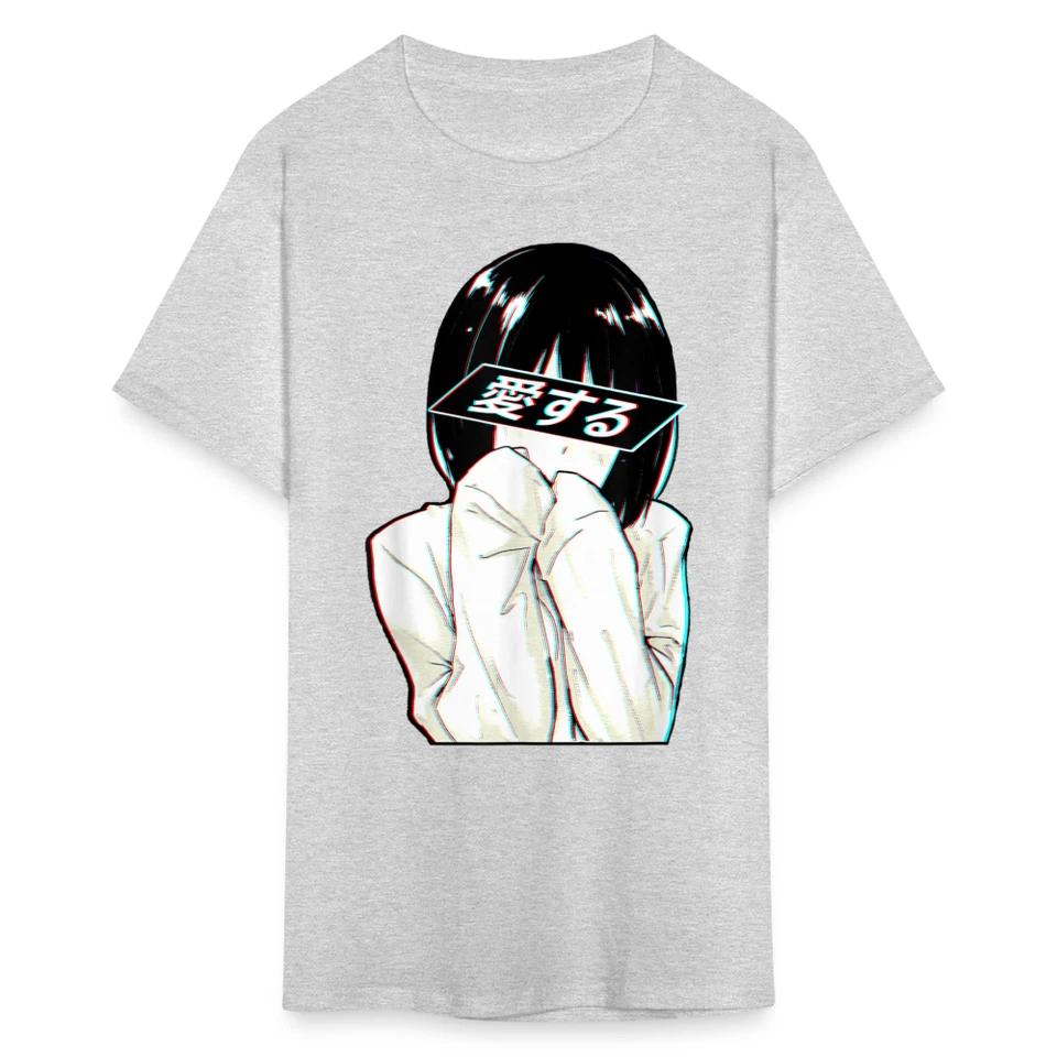 Sad Anime Emo Girl - Japanese Aesthetic Vaporwave Anime Otaku Sadness T-Shirt 8