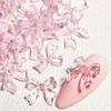 1Bag Pink Candy Ribbon Bows 3D Nail Charm Transparent Jelly Color Summer Nail Decoration Accessories DIY Manicure Decor Parts