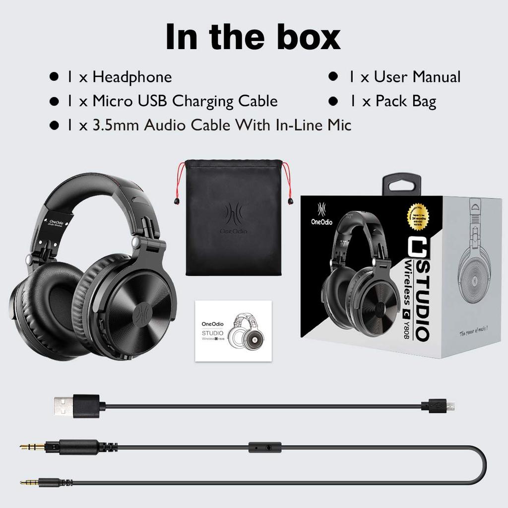 OneOdio Wireless До 110 часов Bluetooth Deep Совместимость с наушниками Pro C, Воспроизведение, Накладные наушники, Встроенный микрофон, Складная конструкция,