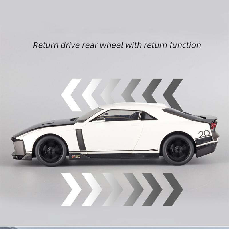 Суперкар GTR50, литая под давлением модель автомобиля, масштаб 1/18, игрушечный автомобиль с откатным механизмом, звуком и светом для детей, коллекция подарков для мальчиков и девочек