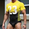 Men's Sleeveless Letter Print Fitted Leotard Jumpsuits Underwear