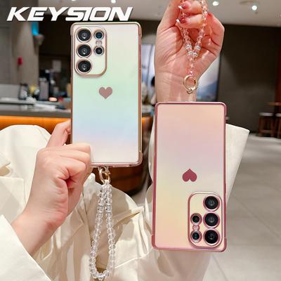 KEYSION Градиентный красочный чехол для телефона для Samsung Galaxy S21 S22 S23 S24 S25 S26 Ultra S26+ S25 FE Противоударная задняя крышка с кристальным браслетом