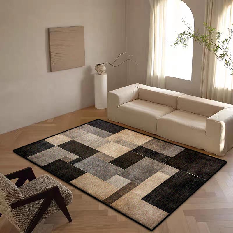 Block Design Modern Area Rugs for Living Room Luxury Decoration Home Plush Carpet Mat Bedside Bed Room Entrance Non-slip Mat IG