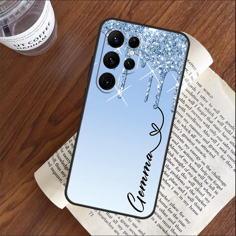 Персонализированный Чехол с Блестками и Именем Для Samsung Galaxy S23 Ultra S20 FE S21 FE S22 Plus S8 S9 S10 Note 10 20 Ultra