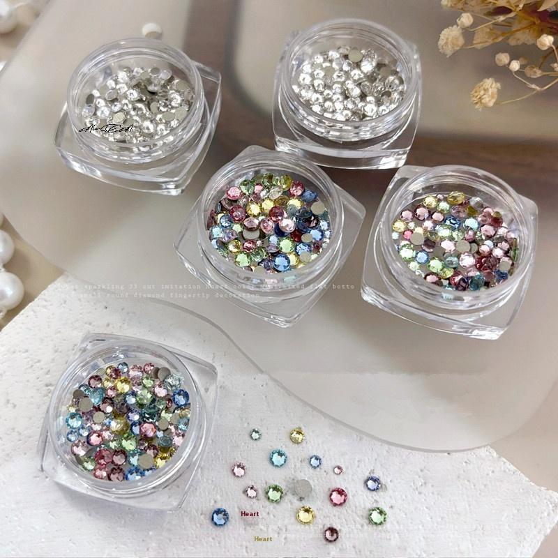 100 шт. Разноцветные мини-кристаллы для ногтей - круглые Стразы с плоским дном для украшения маникюра