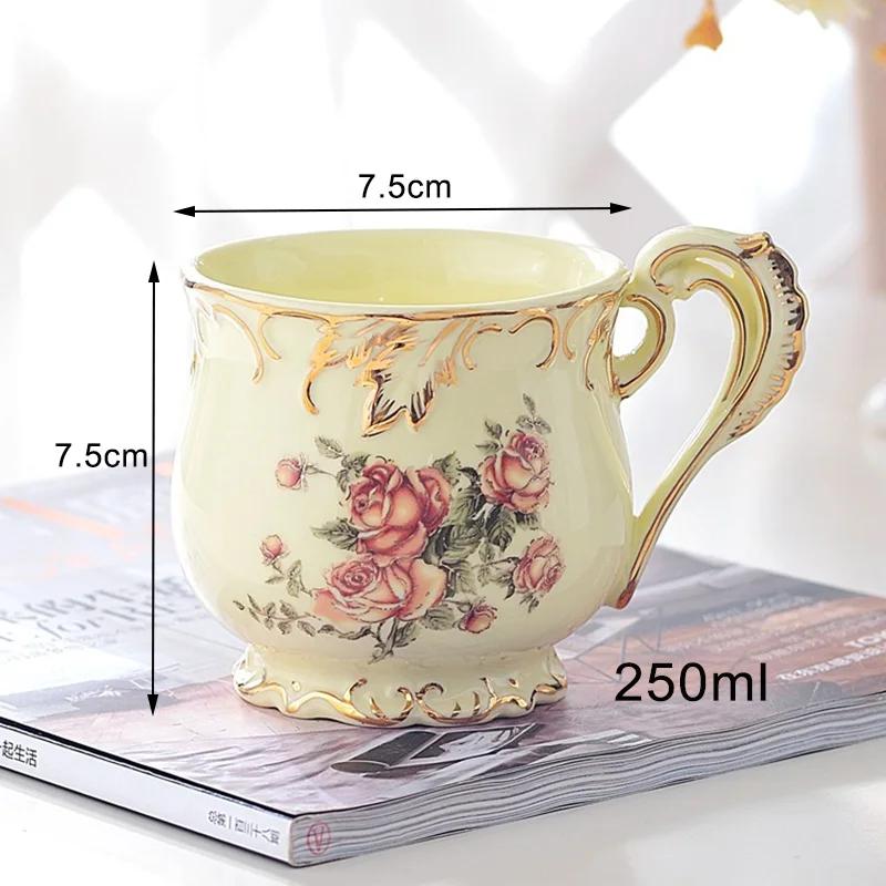 250ml Luxury Gold-plated Ceramic Mug Dish Coffee Cup Sets Thermo Coffee Cup To Carry Christmas Cups Original Breakfast Cups Mugs