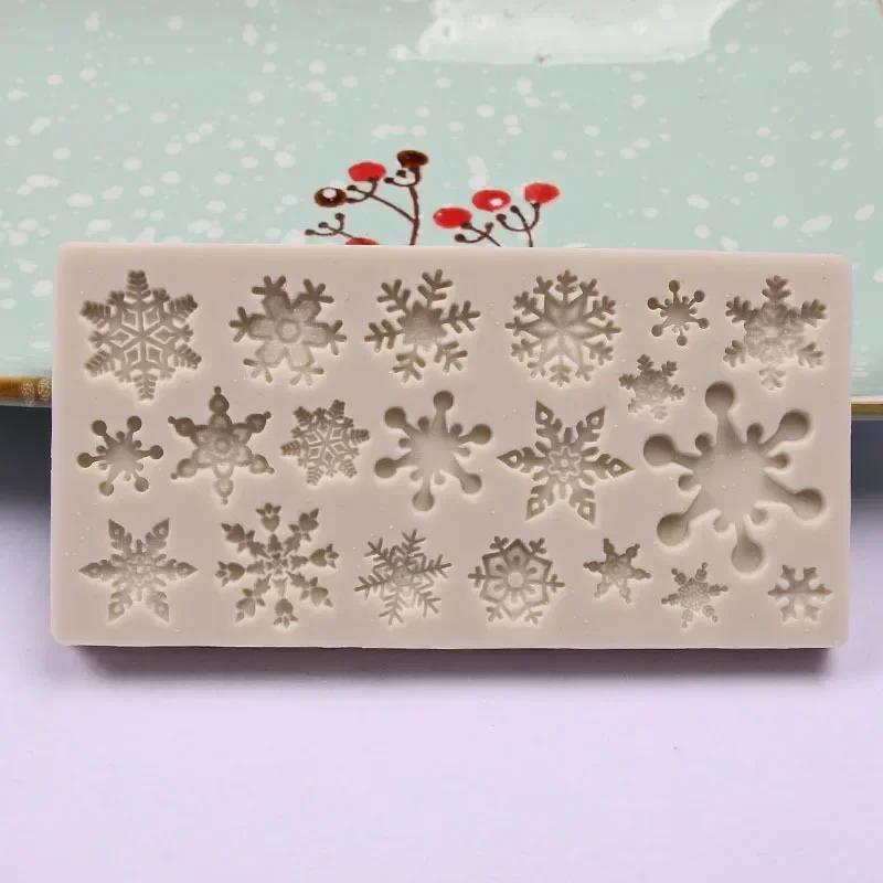 Christmas Series Snowflake Pattern Silicone Mold Baking Non-stick Heat-resistant Kitchen Cupcake Decoration Tools Chocolate Mold