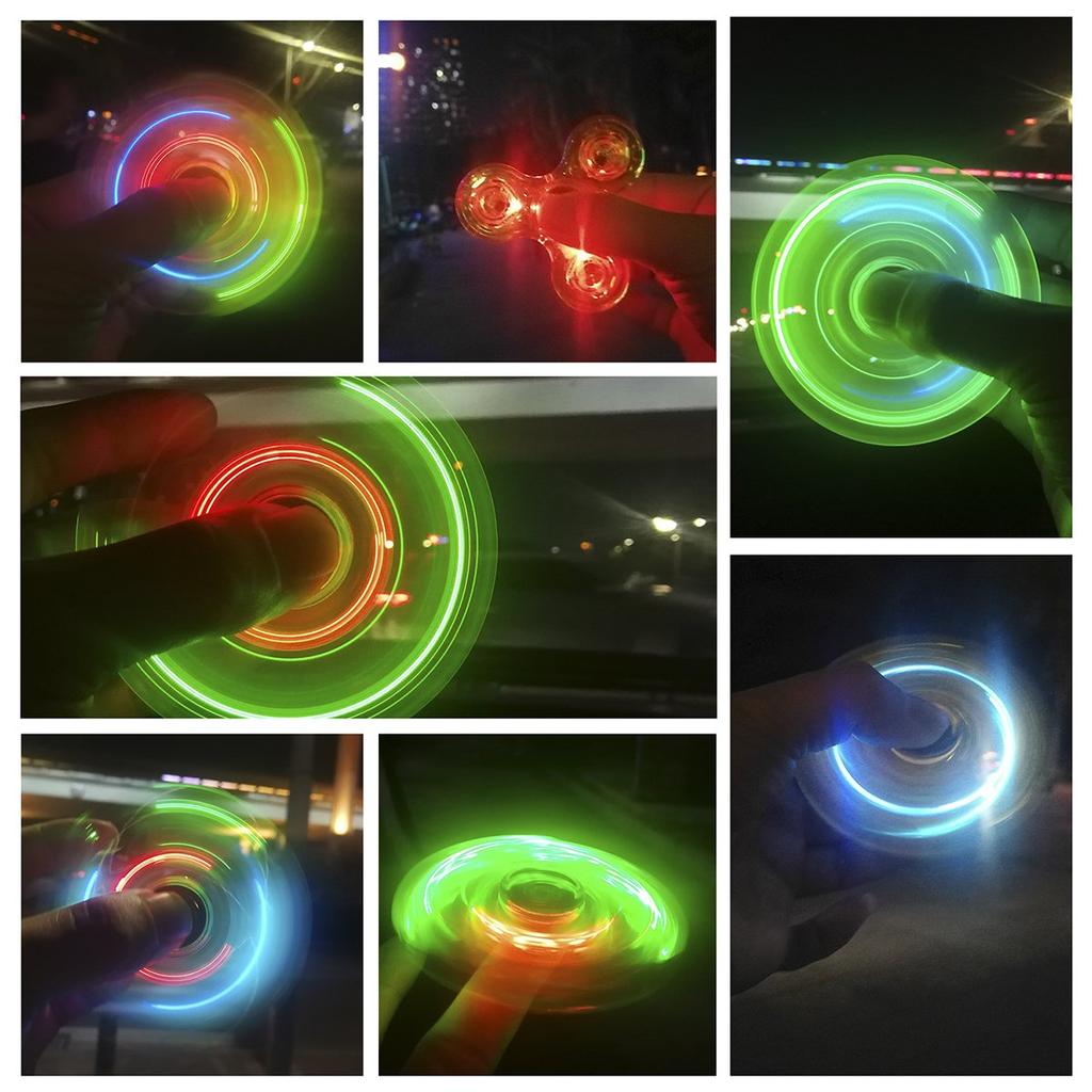 FIGROL LED Finger Spin Widget Focus Toy LED Hand Spinner Stress Relief Kill Time Brain Tray Ball Beard Green Spinner,