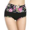 Women's Cotton Retro Print High Waist Tummy Control Underwear D3004
