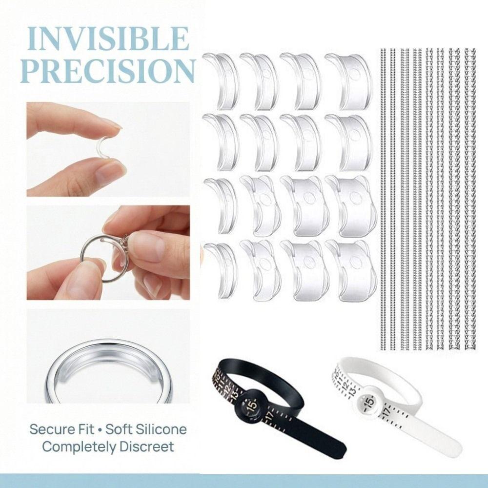 15/26Pcs Transparent Ring Size Adjusters Silicone Ring Spacers Loose Rings