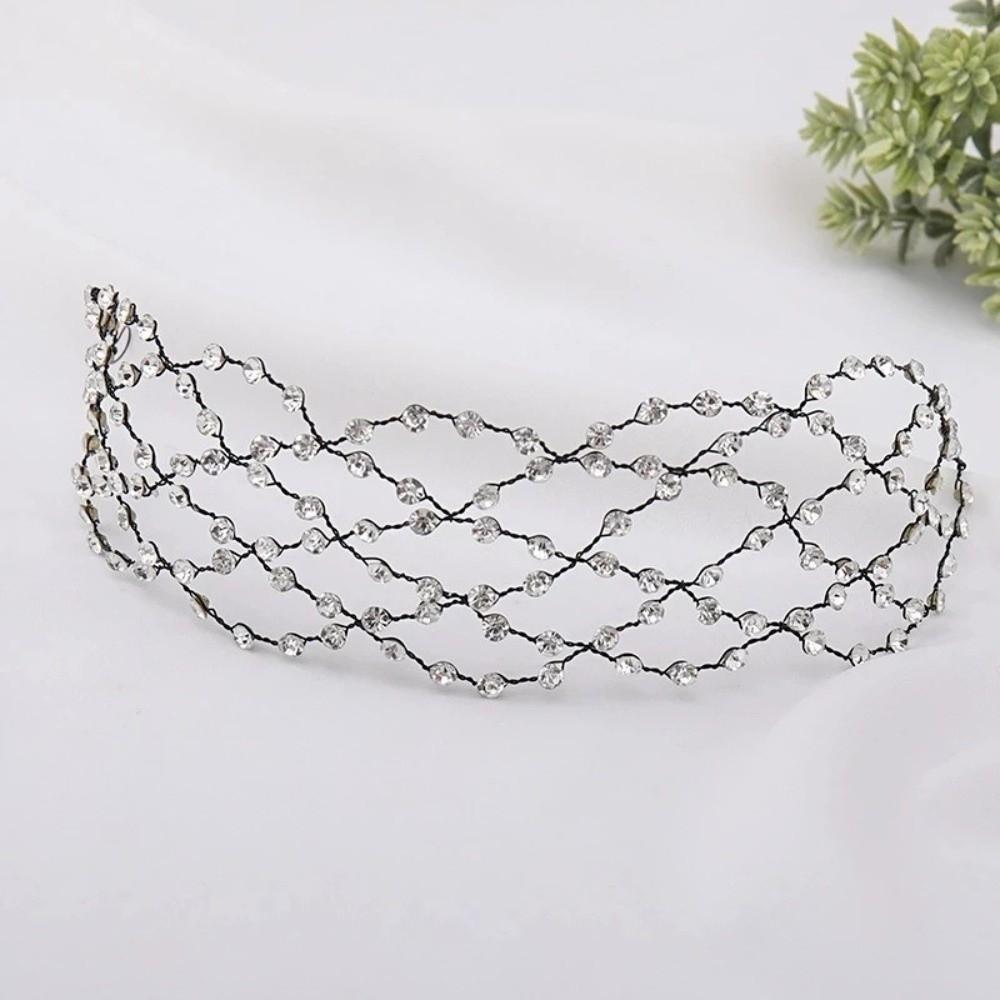Wedding Headpieces Hair Net Crown Sparkling Bride Hair Bands Luxury Rhinestone Tiara  Party