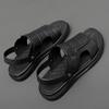 2024 Men's Sandals Summer Breathable Comfortable Beach Shoes Cowhide Slippers Men Cowhide Business Casual Beach Shoe and Sandals