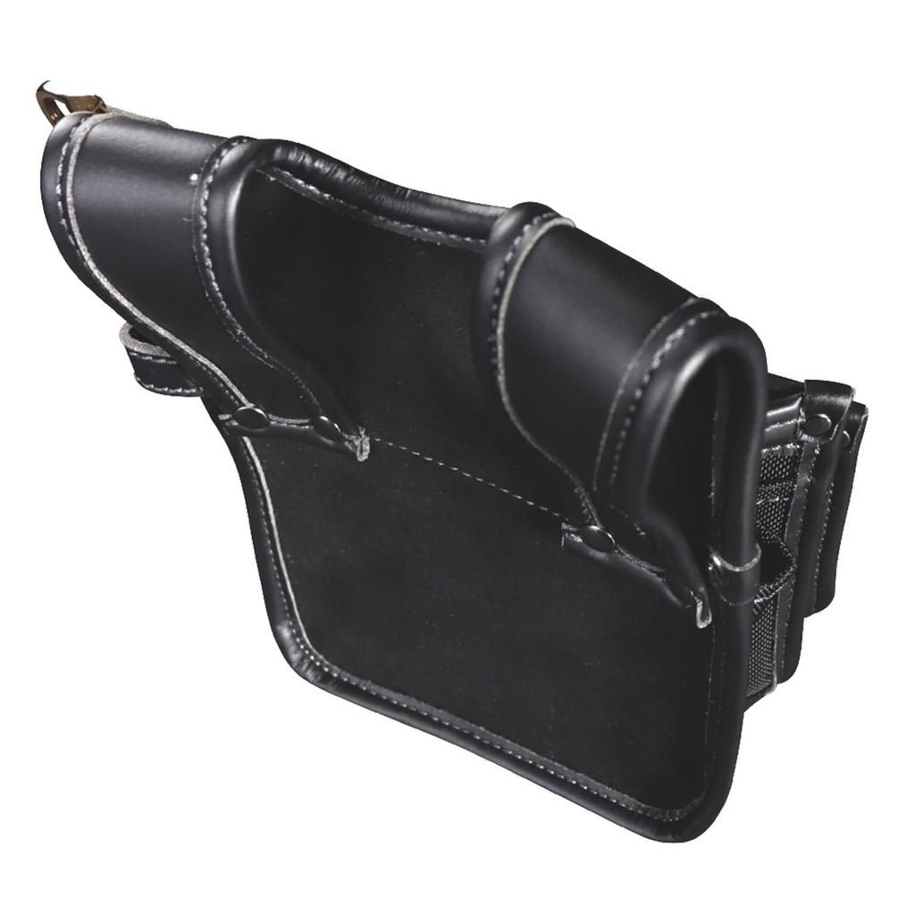 Fujiya Architectural Thin Waist Bag 3 Tiers Black Gold LIGHT PU LEATHER SERIES AB-43BG