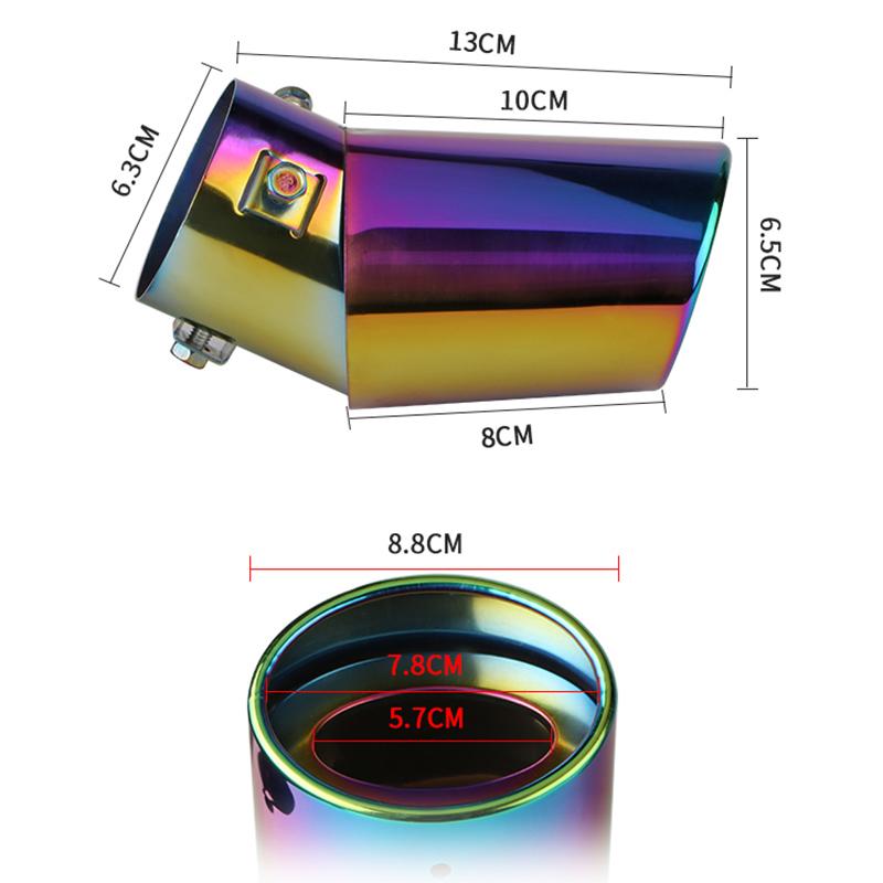 Глушитель выхлопной системы автомобиля, серебристый, черный, жженый, синий, красочный наконечник глушителя, труба из нержавеющей стали, серебристый задний хвост