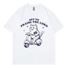 Off To Praise The Lord Christian T Shirt Funny Cat On Scooter With Bible Meme Tshirts Unisex Unisex Casual Fashion Loose Tshirt