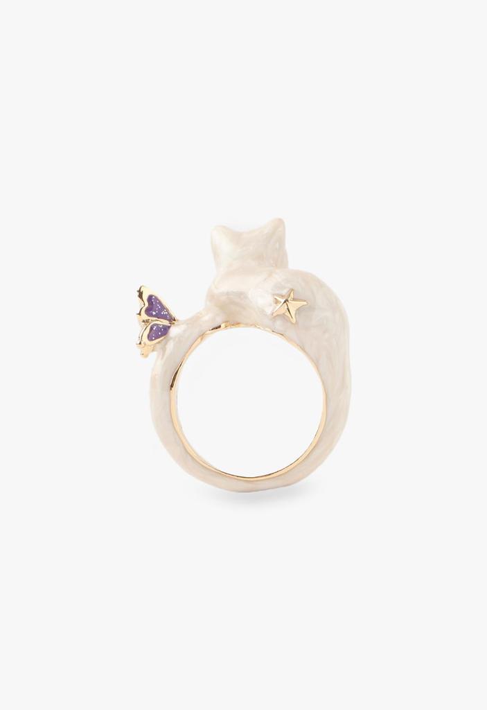 Кольцо с мотивом белой кошки SAMR0780L XW [Anna Sui]