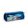 coral high Kids Navy Blue Shark Patterned Three Compartment Pencil Bag 22022