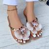 New Flip Flops Women's Slippers 2025 Summer Square Toe Flat Sandals Outdoor Casual Slippers Women Fashion Flowers Shoes Ladies