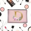 Flower  Letter Print Zipper Storage Bag  Lightweight Versatile Pouch Trendy Clutch Bag