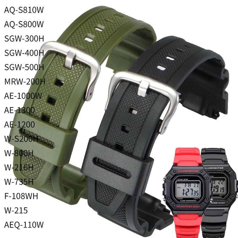 Для Casio AE-1200 F-108WH SGW-300H W-216H AEQ-110W Силиконовый резиновый сменный ремешок для часов 25x18 мм Выпуклый полимерный ремешок для часов